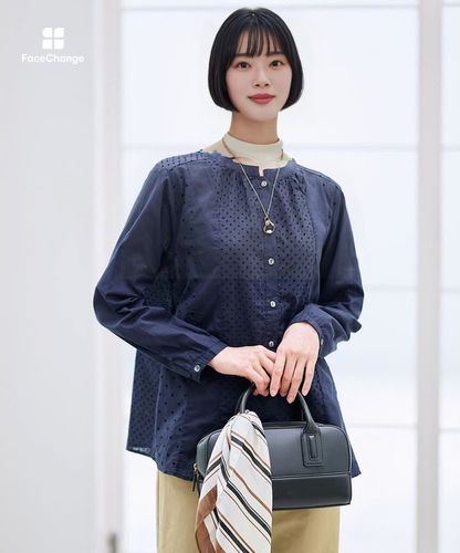 フロッキードットブラウス レディース フロッキー ドットデザイン ブラウス通販 [0101-55110