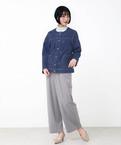 レディース ノーカラー デニムジャケット通販 [0104-55402