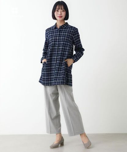 レディース 微起毛 チェック柄 チュニック【オンラインショップ限定
