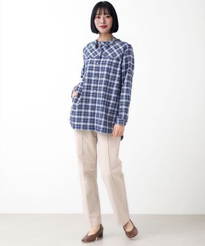 TOGAPULLA チェック柄チュニック 多ボタン使いチェック柄シャツチュニック - ベルーナ【公式】
