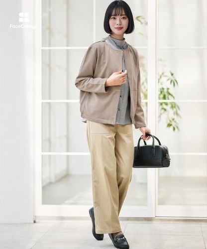 レディース 微起毛素材 ノーカラー ブルゾン通販 [0204-55457