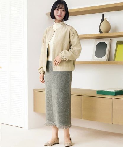 レディース ノーカラー 微起毛 ジャケット通販 [0204-57459