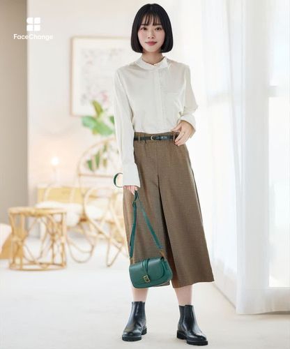 レディース プリーツデザイン クロップド キュロット通販 [0205-55552