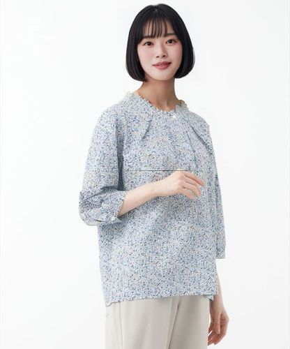 レディース フラワープリント 襟デザイン ブラウス通販 [0301-53101
