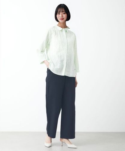 レディース カラミクロスドビー チェック ブラウス【JAPAN FABRIC