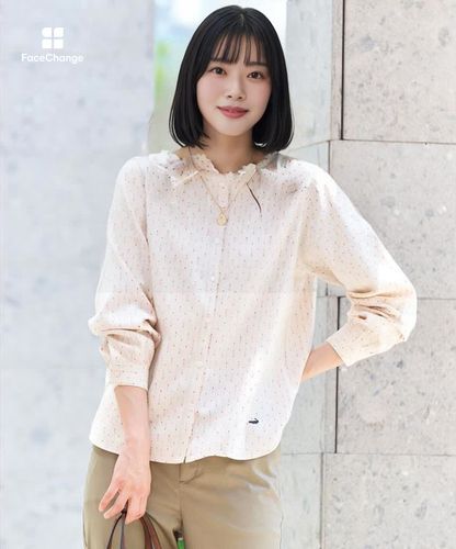 レディース ドットドビー ショールカラー ブラウス通販 [0301-55123