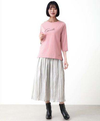 レディース リボンロゴプリント 七分袖 Tシャツ通販 [0302-55206