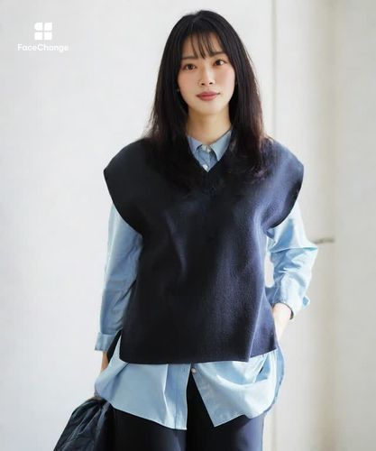 レディース サイドスリット Vネック ニットベスト【手洗いOK】通販