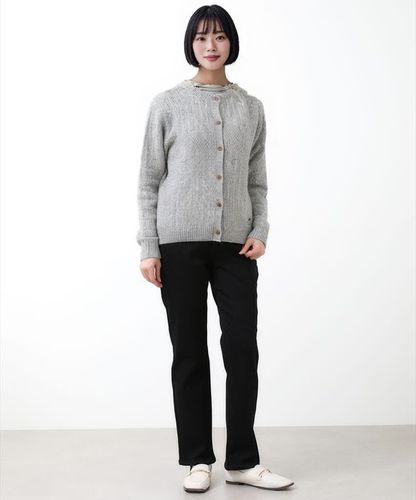 レディース ウールブレンド ケーブル ニットカーディガン【手洗いOK