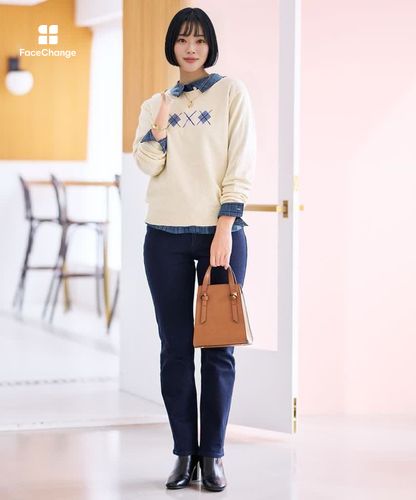 レディース ウールブレンド アーガイル柄 ニット【手洗いOK】通販