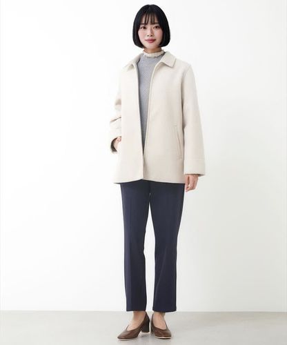 希少 極美品 プライベートホワイト ウールステンカラーコート レディース ウールライク ステンカラー コート通販 [0304-51400