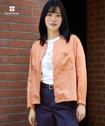 レディース ノーカラー シアー ブルゾン通販 [0304-55401