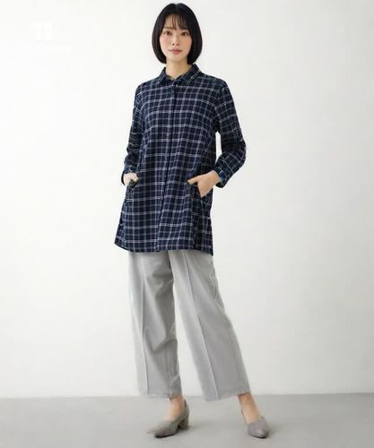 レディース 微起毛 チェック柄 チュニック【オンラインショップ限定