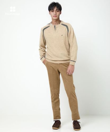 メンズ ウールブレンド ヘンリーネック ニット【手洗いOK】通販 [1003