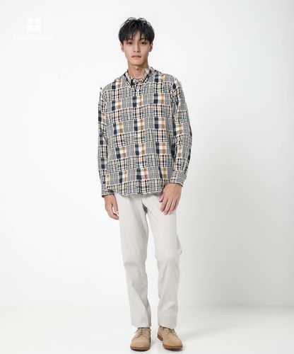 メンズ クロコダイルタータン パッチワーク シャツ通販 [1601-55109