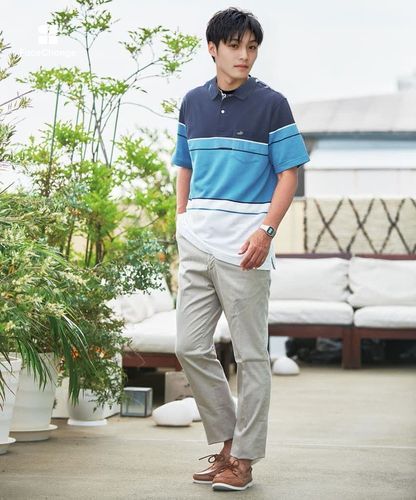 メンズ 地柄 カラーブロック ポロシャツ【吸汗速乾】通販 [1602-53238