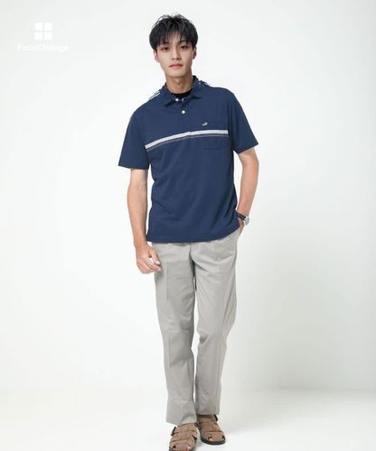 メンズ ラインプリント ポロシャツ通販 [1602-54215] - クロコダイル