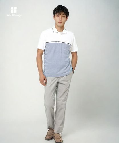 メンズ 襟ライン 切り替えボーダー柄 ポロシャツ通販 [1602-54229