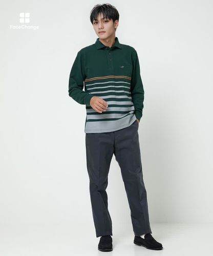 メンズ ボーダー柄 切り替え ポロシャツ通販 [1602-56201