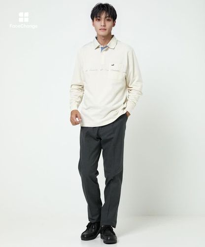 メンズ ロゴプリント 長袖ポロシャツ通販 [1602-56205] - クロコダイル