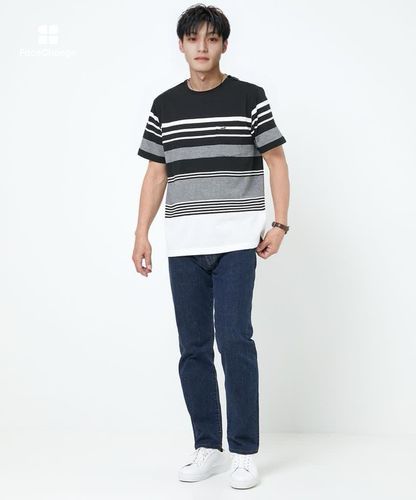 メンズ マルチ パネルボーダー Tシャツ通販 [1602-63236