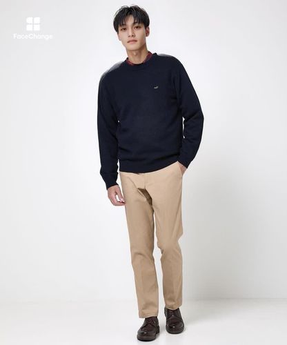 メンズ ウールブレンド ガンジー ニット【手洗いOK】通販 [1603-58305