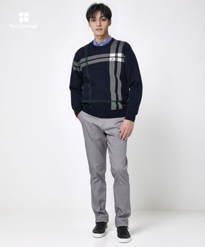 メンズ カシミヤブレンド チェック柄 ニット【手洗いOK】通販 [1603