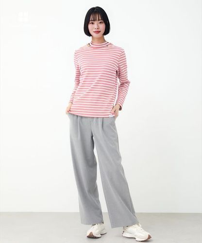 レディース 起毛ボーダー タートルネックカットソー通販 [2002-55232 レディース 起毛ボーダー タートルネックカットソー通販 [2002-55232