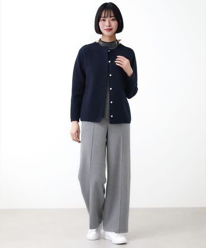 NOTHING WRITTEN グレー 長袖カーディガン レディース クルーネック ニット カーディガン通販 [2003-57306