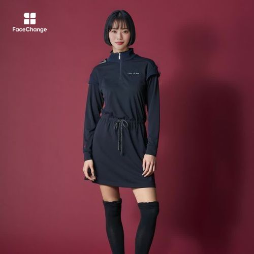 新品タグ付き　ヒールクリーク　ゴルフウェア 半袖ワンピースハーフジップ　テリア サイズ：40 HEAL CREEK ヒールクリーク ハーフジップ 半袖ワンピース