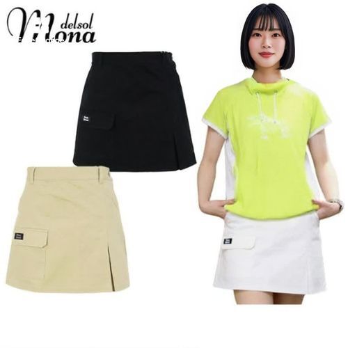 新品　Mサイズ　ハイネックシャツスカートセットアップ　モナデルソルゴルフ　カーキ 新品 Mサイズ ハイネックシャツスカートセットアップ モナデルソル