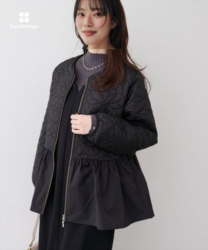 フラワーキルティングペプラムジャケット | natural couture