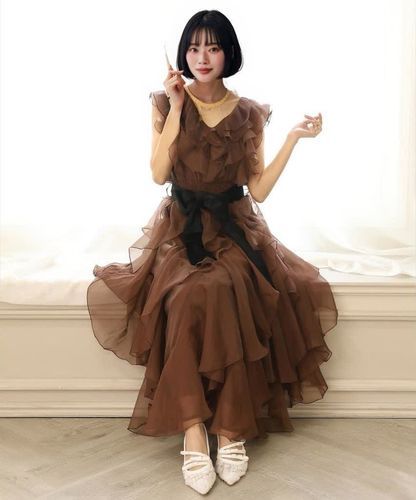 フリルロングワンピース | Seemi.by NICE CLAUP(シーミーバイナイ