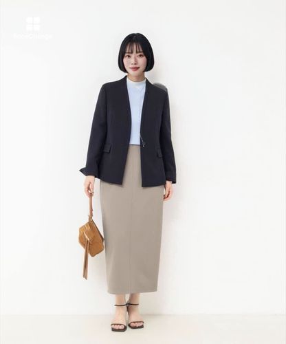 セットアップ対応》ウォッシャブルダブルクロスノーカラージャケット