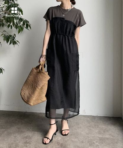 drawerドゥロワー シアー切替 ウエストリボン オールインワン ブラック black-hair-bob-with-bangs.jpg