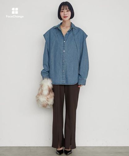 すらっと美脚見せ》カットジョーゼットスリットパンツ | LOUNGEDRESS