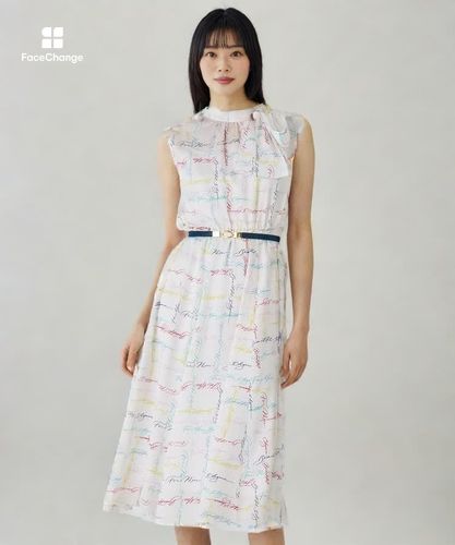 【訳アリ美品】アナイ カリグラフィープリントボウタイ ワンピース multi カリグラフィープリントボウタイ ワンピース|ANAYI OFFICIAL ONLINE
