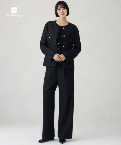 【800】アナイ　カラミウールツイードポケットジレ　黒　濃紺　36 カラミウールツイードポケットジレ | ANAYI/アナイ | 三越伊勢丹