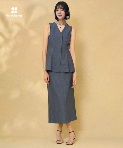 セットアップ対応商品】シャンブレーペプラムジレ|ANAYI OFFICIAL