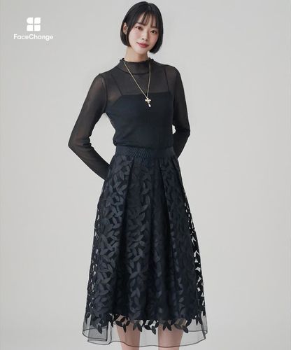 リーフチュールタックフレア スカート|ANAYI OFFICIAL ONLINE STORE