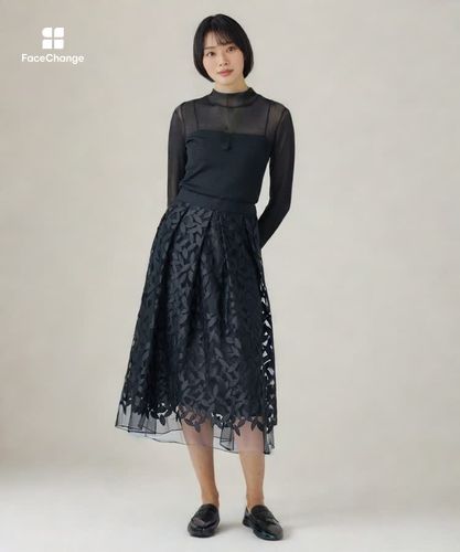 リーフチュールタックフレア スカート|ANAYI OFFICIAL ONLINE STORE