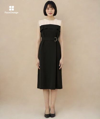 シアーストライプ切り替えフレア ワンピース|ANAYI OFFICIAL ONLINE