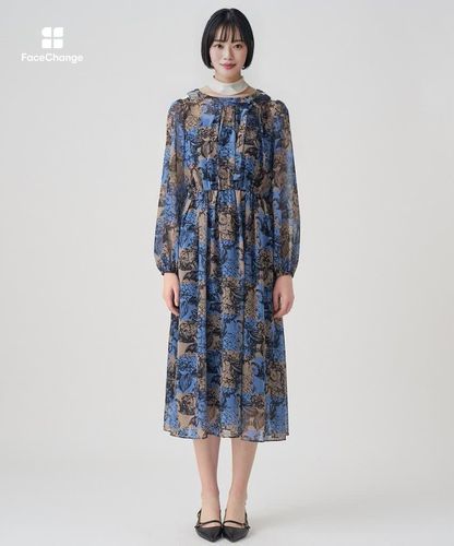 アナイ】チェックフラワープリントタイ付き ワンピース⭐︎38 ANAYI