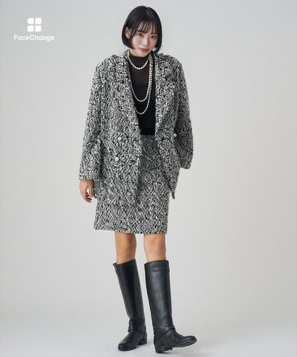 セットアップ対応商品】モノトーンリボンツイードコート|ANAYI