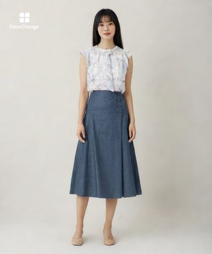 【新品】ANAYI シルク混 デニムライクタック スカート 36 アナイ ANAYI（アナイ） スカート 「セットアップ対応商品」スラブデニム