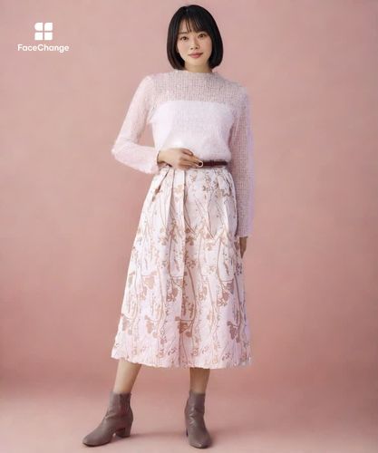 シルエットフラワージャガードタックスカート|ANAYI OFFICIAL ONLINE