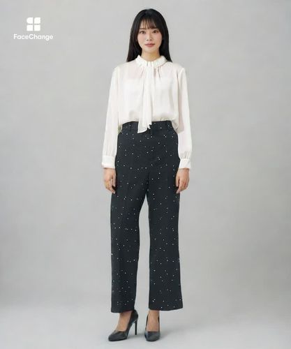 Eternal Line 2025】サテンドット楊柳ボウタイ ブラウス|ANAYI