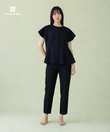 セットアップ対応商品】サッカーストレッチペタルスリーブ ブラウス