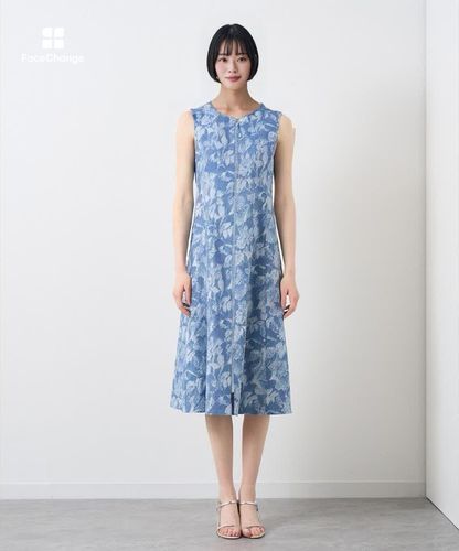 デニムフラワージャガードフレア ワンピース|ANAYI OFFICIAL ONLINE