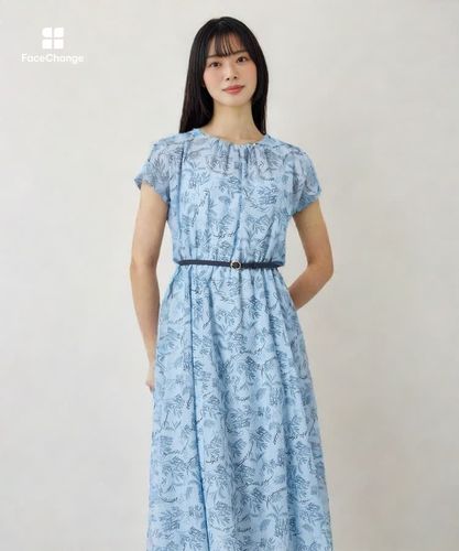 リーフカリグラフィープリントベルト付きワンピース|ANAYI OFFICIAL